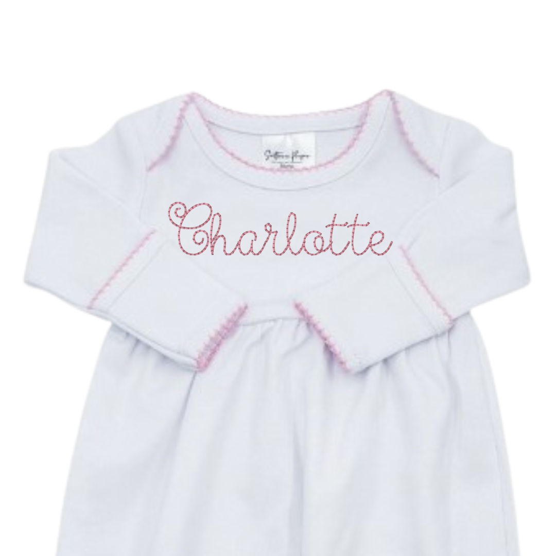 Picot Trim Newborn Gown