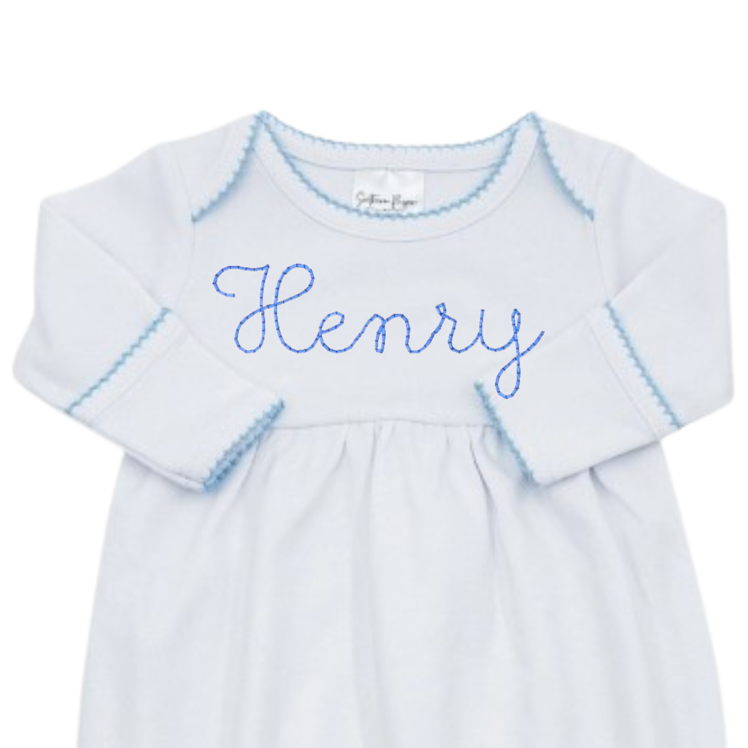 Picot Trim Newborn Gown