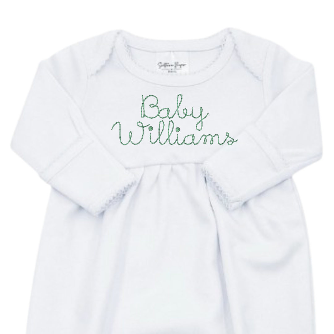 Picot Trim Newborn Gown