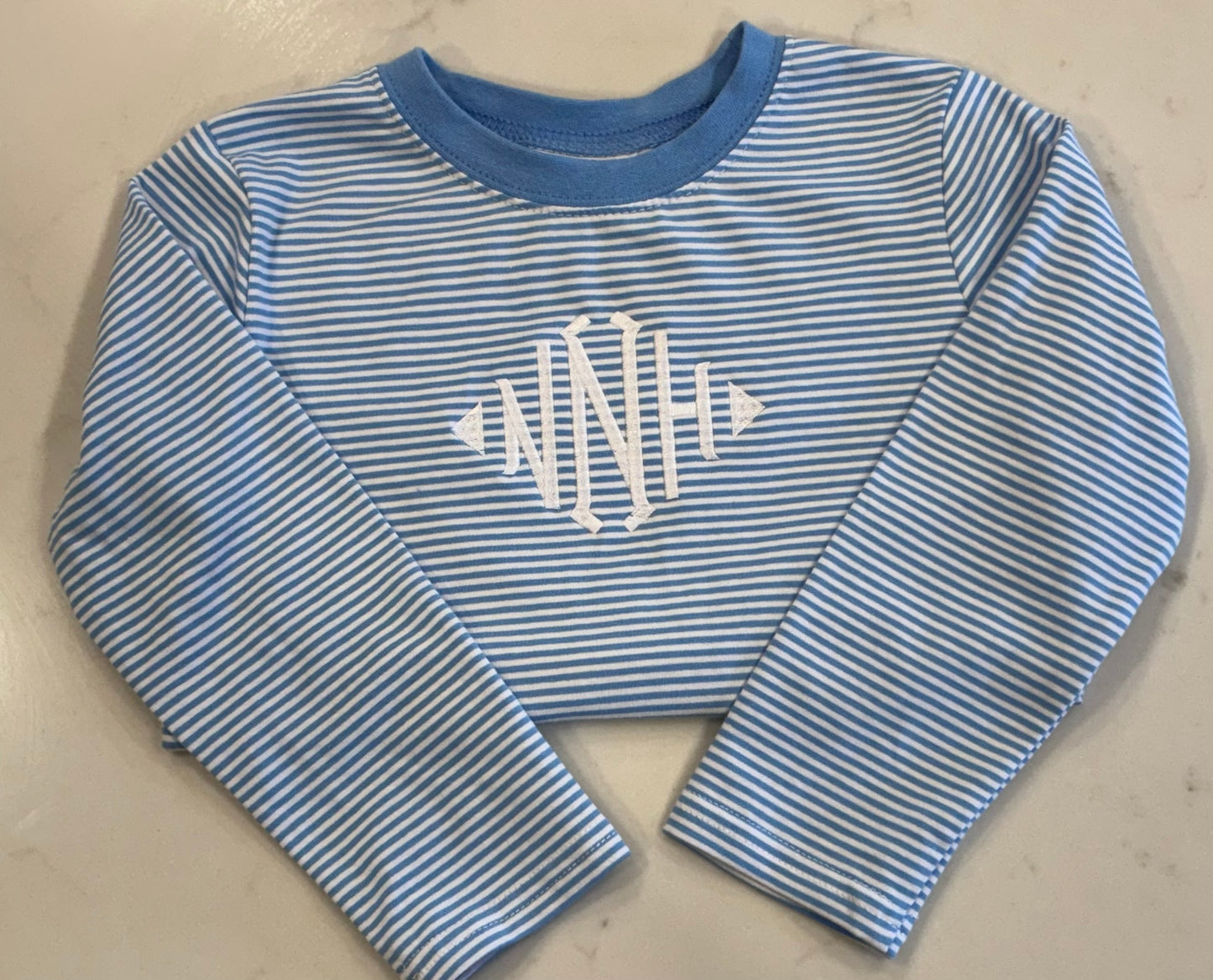 Blue Stripe Mono Tee or Bubble