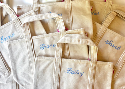 Custom Monogram Small Canvas Tote Bag | Personalized Initial Tote | Bridesmaid Gift, Grad Gift, Everyday Carry Bag