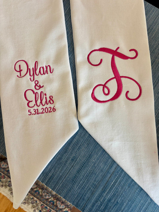 Custom Wedding Shower Wreath Sash
