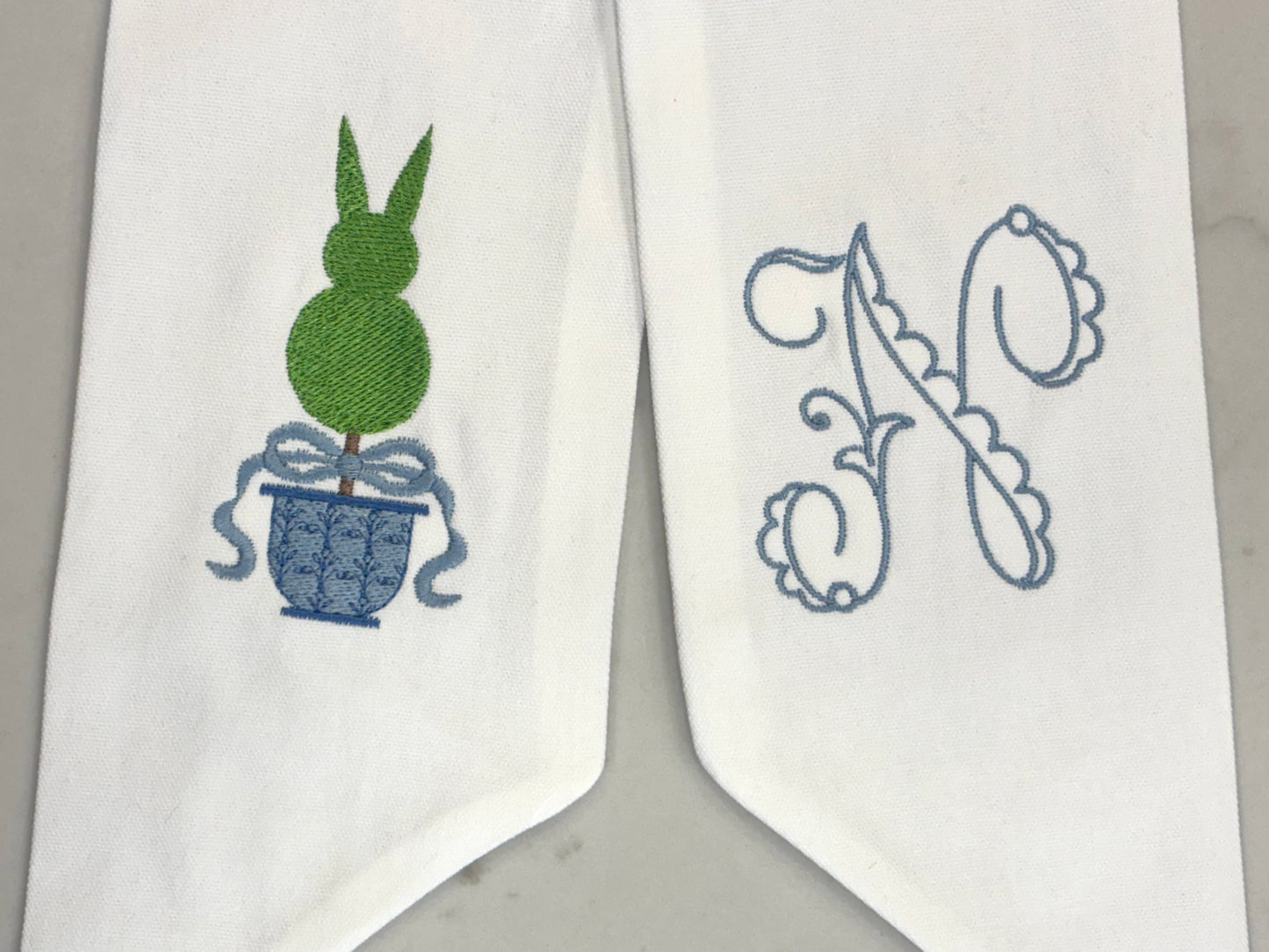 Bunny Topiary Wreath Sash