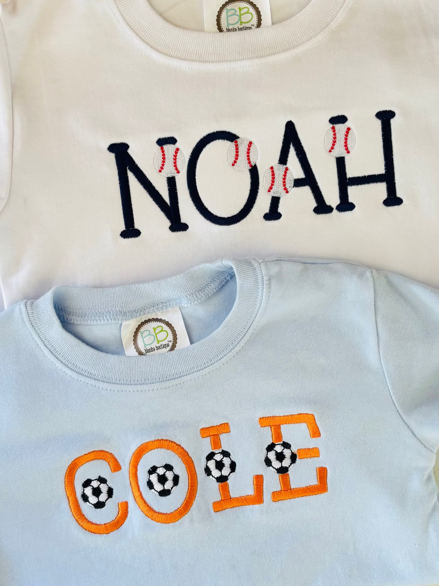 Personalized Kids Baseball and Soccer Name T-Shirts