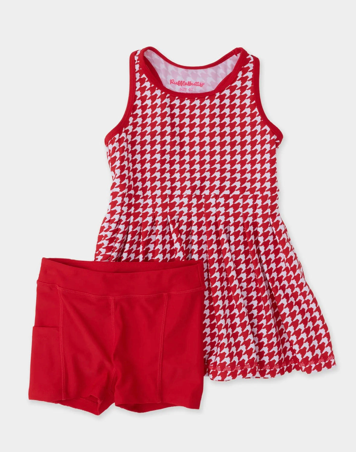 RuffleButts Girls Varsity Active Dress | Red or Orange | Sizes 2T–Girls 10