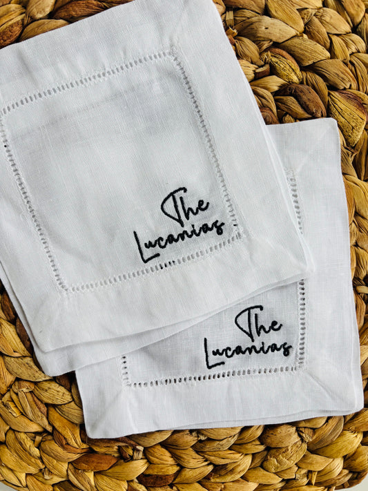 Last Name Linen Cocktail Napkin