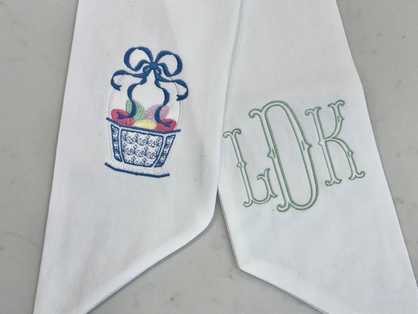 Monogrammed Easter Wreath Sash with Basket | Custom Spring Front Door Decor