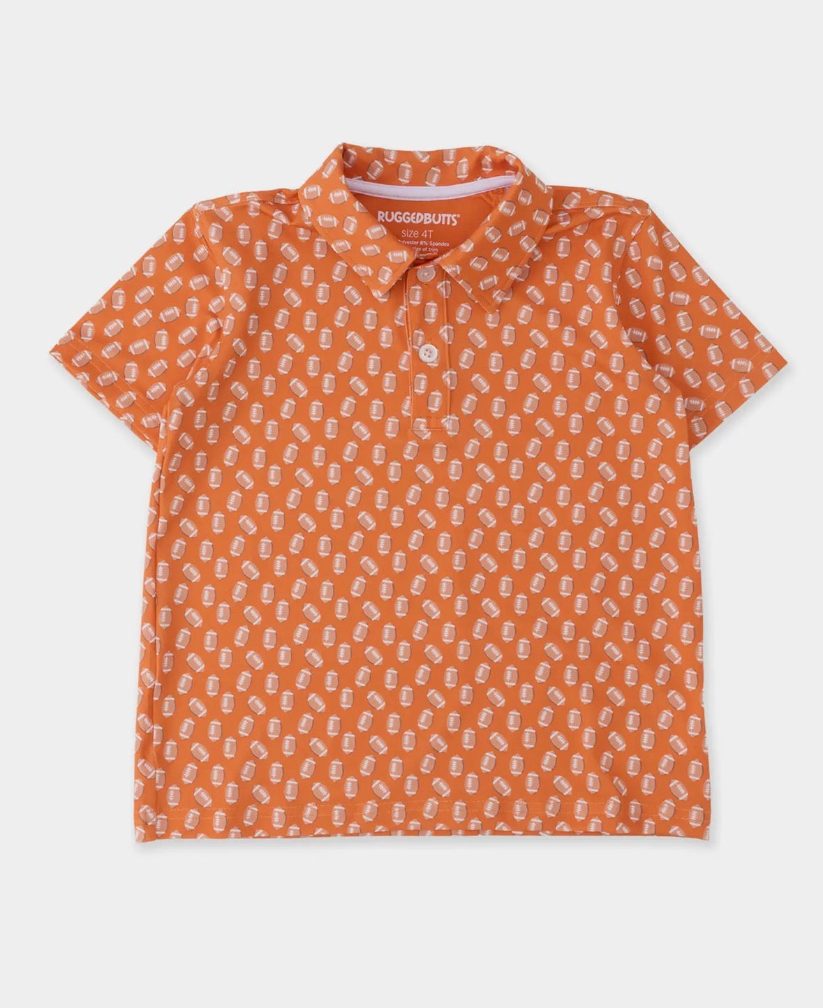     RuggedButts boys varsity football performance polo in orange, sizes 2T–10